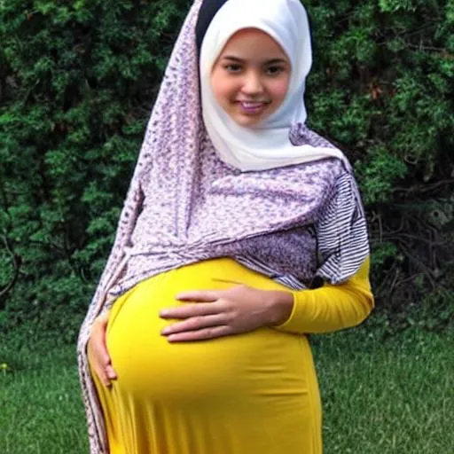 Prompt: Pregnant teens hijab 