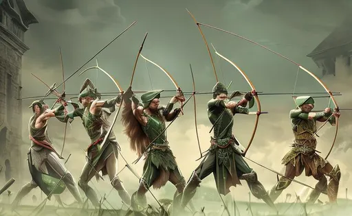 Prompt: archers drawing their bows in opposite directions. ominous, trending on artstation, ,Ultra detailed, elegant picture, high contrast, top shot, hyper realistic 4k