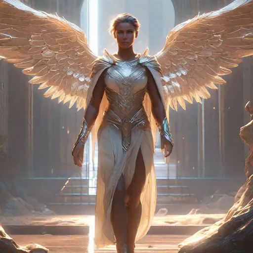 Prompt: full body, zoom out, hero landing, Androgynous god + immense detail + focused expression, full figure + Full HD render + immense detail + dramatic lighting + well lit, esoteric symbolism | ultra - detailed realism, soft cinematic lighting, crystal landscape ,high - quality, engraved | highly detailed |digital painting, artstation, concept art, smooth, sharp focus, Nostalgic, ethereal, nebula, 8k, hyper detailed, intricate detail, photorealistic