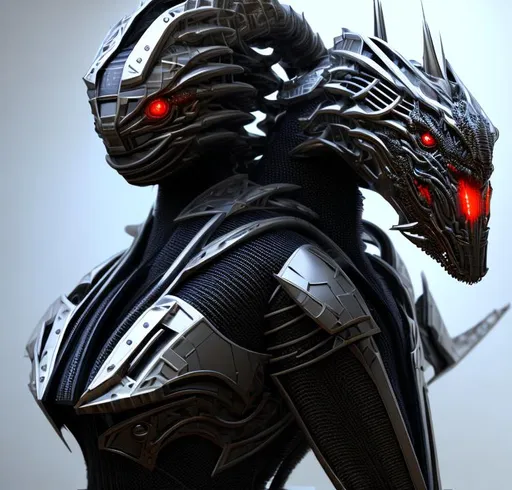 Prompt: Portrait of {sleek futuristic artificial nanomachine dragon}, {23rd century fully armored samurai warrior equipped with future weapons fit for that era as well as Katana with a combination of shiny metallic armor}, {underground testing chamber}, perfect composition, hyperrealistic, super detailed, 8k, high quality, trending art, trending on artstation, sharp focus, studio photo, intricate details, highly detailed, by greg rutkowski