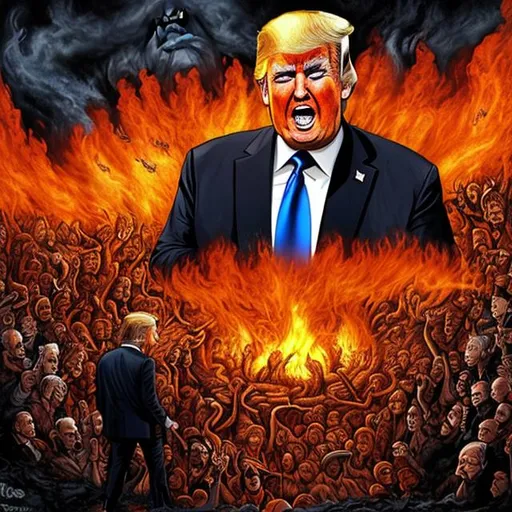 Prompt: Donald Trump in hell