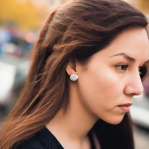 Prompt: a pen on womans ear