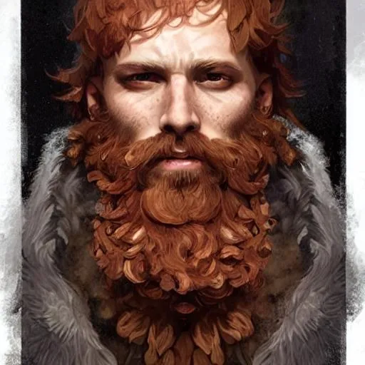 Portrait of male Druid with ginger hair and beard, a... | OpenArt