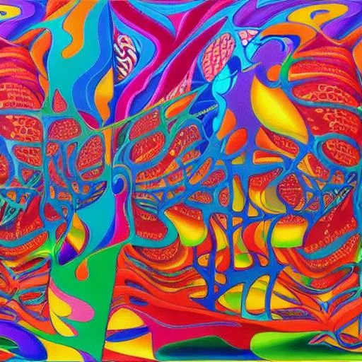 Prompt: A surreal depiction of a person's perception, showcasing the intricate complexities of schizophrenia. ((Vibrant colors and abstract shapes)) intertwine to form fragmented images, reflecting the fragmented nature of the mind. The scene unfolds within a distorted labyrinth, with ((confusing and shifting architecture)) creating an atmosphere of disorientation. Shadows dance ominously, representing the internal struggles, while glimpses of faces appear and disappear, depicting the internal voices and hallucinations. The use of contrasting light and darkness enhances the dramatic effect, emphasizing the internal battles between reality and illusion.