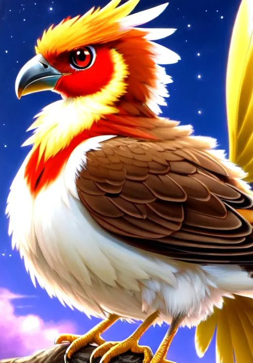 Prompt: UHD, , 8k,  oil painting, Anime,  Very detailed, zoomed out view of character, HD, High Quality, Anime, , Pokemon, Spearow is an avian Pokémon that is very small. It has rough, brown plumage on its head and three brown tail feathers. It has narrow, dark brown eyes with white pupils and a short, hooked beak that is light pink. The feathers covering its wings are pinkish-red with lighter tips, and it has a beige underside with two thin, horizontal stripes. Its light pink feet have two toes in front and one in the back. Black feathers cover its back.

Although inept at other aspects of its flying, such as height and distance, Spearow is still capable of flying quickly to protect its territory. However, it must flap its wings at high speeds to stay aloft. Spearow's loud shrieks can be heard over half a mile (one kilometer) away, and are used to warn other of its kind of danger. In the anime, Spearow is revealed to see in black and white and will chase its foes in a large flock. Spearow are found naturally in open habitats with warmer climates, mainly desolate wastelands and fields, where it hunts for insects. Ekans is a natural predator of Spearow. Spearow preys on Sunkern.



Pokémon by Frank Frazetta