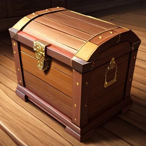 Prompt: high-res, quality upscaled image, perfect composition, 18k composition, 16k, 2D image, cell shaded, features, chest, wooden chest, wooden chest detailed fantasy, dnd chest, fantasy chest 