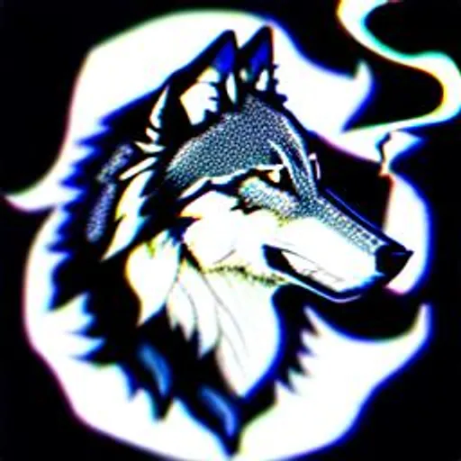 Prompt: wolf smoking pipe, dark background
