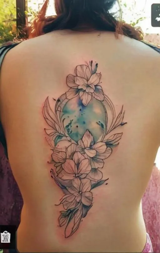 Prompt: botanical flowers, tattoo, watercolor