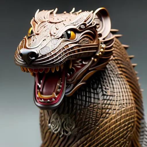 Prompt: Insanely Detailed Japanese Mon of a Mongoose, On a black Sash, Brown and Dark Green Colors, Intricately Detailed, Hyperdetailed, Legend of the Five Rings, Hyperrealistic, 4K, 8K resolution, 3D shading, beautiful, Asian Aesthetic, L5R, Anciant Japanese