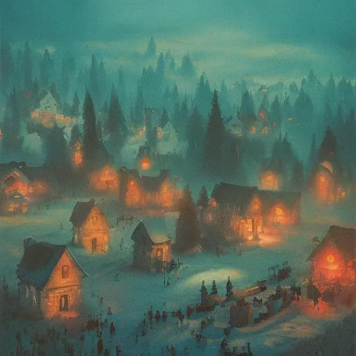 Prompt: Professional painting of a cozy village, fantasy, vivid, colorful, 8k, highly detailed