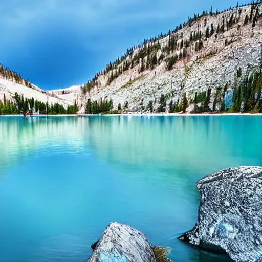 Prompt: Turquoise lake, Moon rise,
realistic, natural, 
