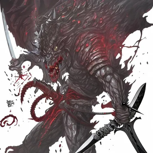 Prompt: A Giant Sword with a demon trapped in the blade 
