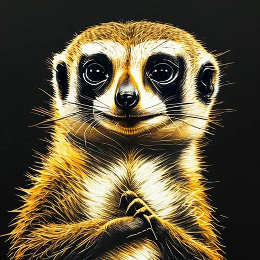 Prompt: Meerkat, black, gold, art