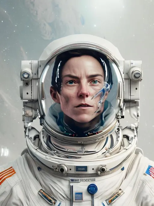 Prompt: Design a portrait of a futuristic astronaut, with a sleek and advanced spacesuit and equipment, inspired by movies like Gravity and Interstellar, The portrait should highlight the astronaut’s courage, curiosity, and sense of adventure, 3d render, octane render, intricately detailed, cinematic,