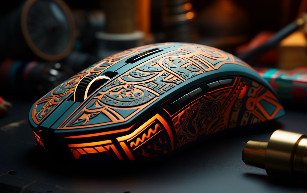 Prompt: ea close up of a computer mouse on a desk, hyperbeast design, optimus prime, sleeping bag, inspired by Ștefan Luchian, industrial design concept, colors of tron legacy, inspired by Lu Guang, mayan, by Ștefan Luchian, resting on a pillow, loundraw, wrapped, reyyan