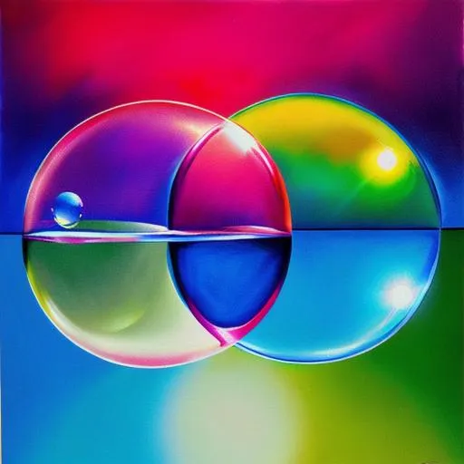 Prompt: illustrated realism, detailed illustration of soap bubbles, vivid colors, atmospheric perspective, chiaroscuro lighting (different color types can add interesting effect, muted, cool, etc.)