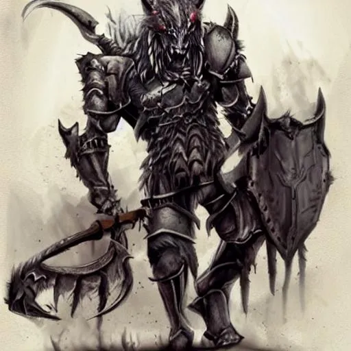 Prompt: Demon Wolf In iron Armour
