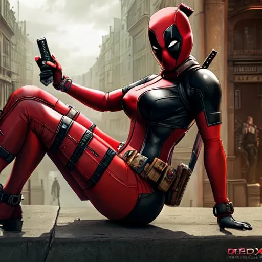 Prompt: Female sexy-deadpool, beautiful photograph of most beautiful fictional, extremely, detailed environment, detailed background, intricate, detailed skin, natural colors , professionally color graded, photorealism, 8k, moody lighting.