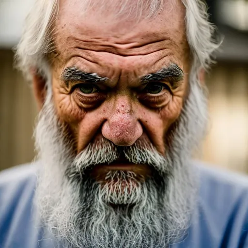 Prompt: A  man with a wrinkled beard and eyes that stared furiously and furiously Like Socrates 
