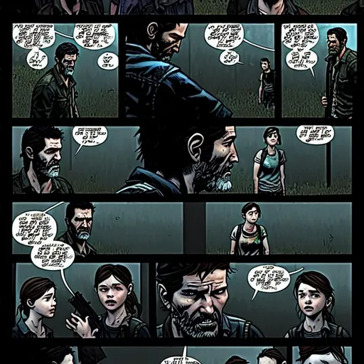 The last of us comics 4k, ellie in DC-style panels