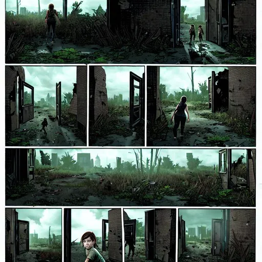 The last of us comics 4k, ellie in DC-style panels