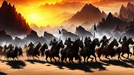 Prompt: Group of Orcs going to war, Desert landscape, Tribe of the Black Suns, Pathfinder, Insanely Detailed, Hyper Detailed, Intricately detailed, Dungeons & Dragons, Fantasy, Wicked Blades, Angry, Tribal