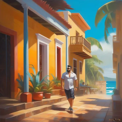 Prompt: AngryJoe in Puerto Rico, Despacito, cartoony style, extremely detailed painting by Greg Rutkowski and by Henry Justice Ford and by Steve Henderson 