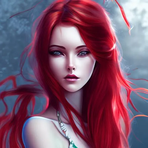 portraitgirl with red hair, beautiful, cartoon digit... | OpenArt