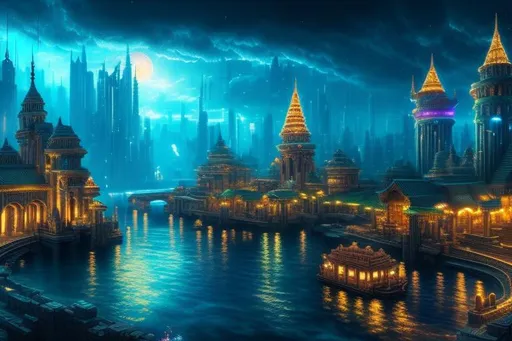 Prompt: > Atlantis, City, Cyberpunk, City in the sea, 4K, HD, intricate detail, high quality, high detail, masterpiece, intricate facial detail, high quality, detailed face, intricate quality, intricate eye detail, highly detailed, high resolution scan, intricate detailed, highly detailed face, Very detailed, high resolution