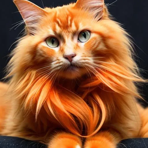 Prompt: large, orange, long-haired cat