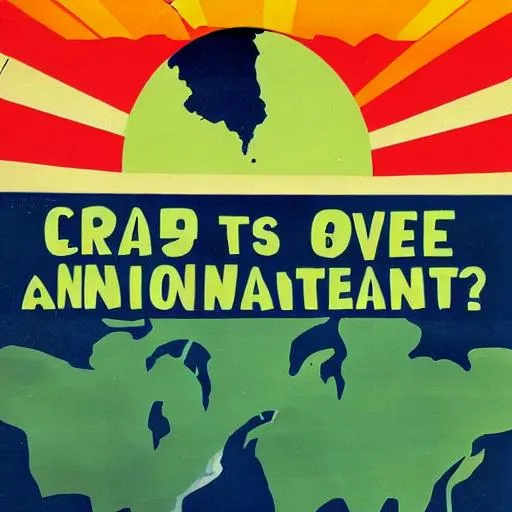 Prompt: Create 1960s poster about climate change and environmental propaganda. The colors should be minimal and sleek