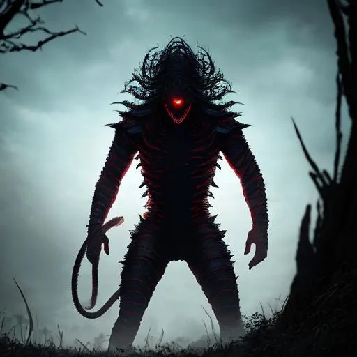 Prompt: A scary Demogorgon from Stranger Things tv show. His head is that of a deformed snake with dead black eyes, its jaws split so that when it opens its many-fanged, five-jawed maw it looks like the bloom of an unholy and monstrous flower. Monster  toned warrior standing in a field with ultra realistic , realistic  complexion , beautiful body, muscular body, fantasy character portrait, ultra realistic, concept art, intricate details, studio lighting, symmetrical, , ultra details, super detailed, 64k, detailed body, full body, looking into the camera smooth, sharp, focus; illustration, golden ratio.
