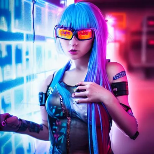 Download Cyberpunk Girl Baddie Wallpaper