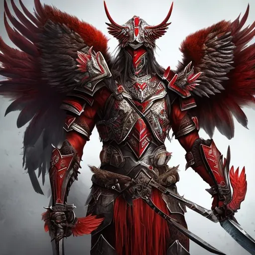 Prompt: male warrior with red wings