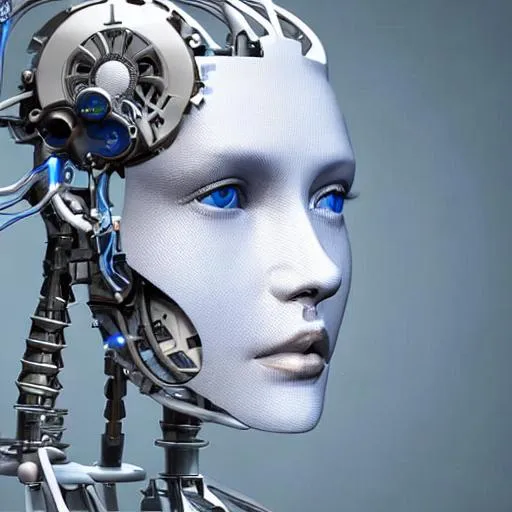 Prompt: Artificial inteligence mechanical human face