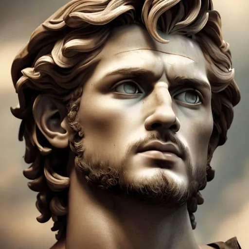 Prompt: In the style of realistic art, create a handsome roman God, UHD, full body, brownish hair, have different poses.