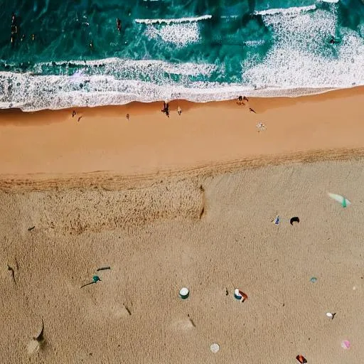 Prompt: colorful beach arial view 