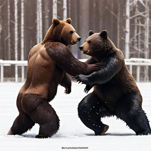 Prompt: Bear Fight To Another Bear.