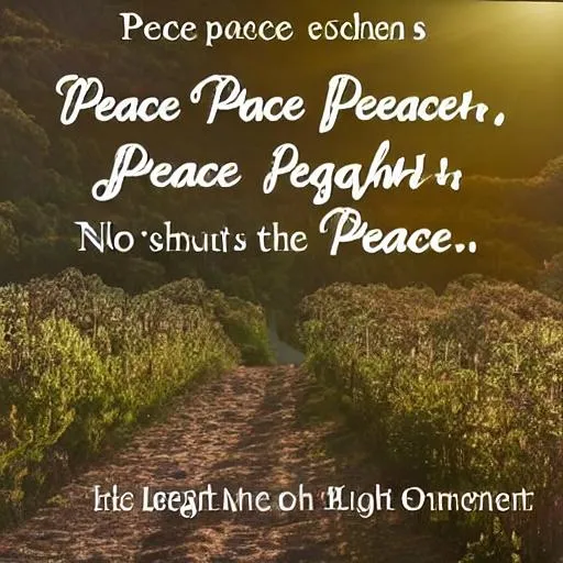 Prompt: Peace, oh sweet peace,You're the light that shines within.Peace, oh sweet peace,Let this moment never end. 