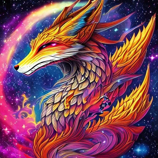 Prompt: Dragonic cosmic fox