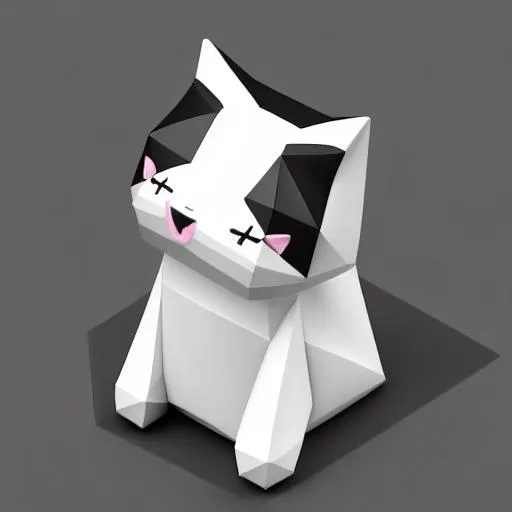 Prompt: kawaii low poly {a cat} character, 3d isometric render, white background, ambient occlusion, unity engine, square image