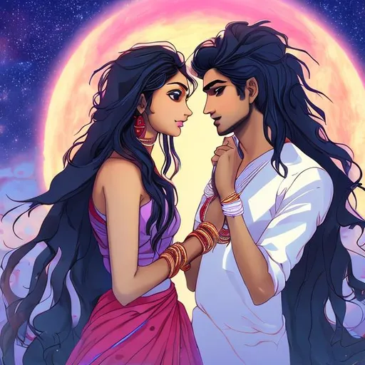 Siva And Parvati, Anime Indian Couple , Anime Style, 