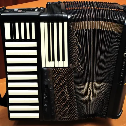 Prompt: a broken accordion with a spectrogram