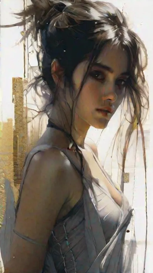 Prompt: Anime,full body, shiny skin, detailed face, detailed eyes, insanely detailed, brown hair, hazle eyes. concept art by Stephen Gammell, Pino Daheny, Jeremy Mann, Alex Maleev, Carne_Griffiths, 32k, studio cinematic lighting, oil on canvas, fine art, super efficient light, crisp focus, graininess, feeling of passion, ideal body proportions.