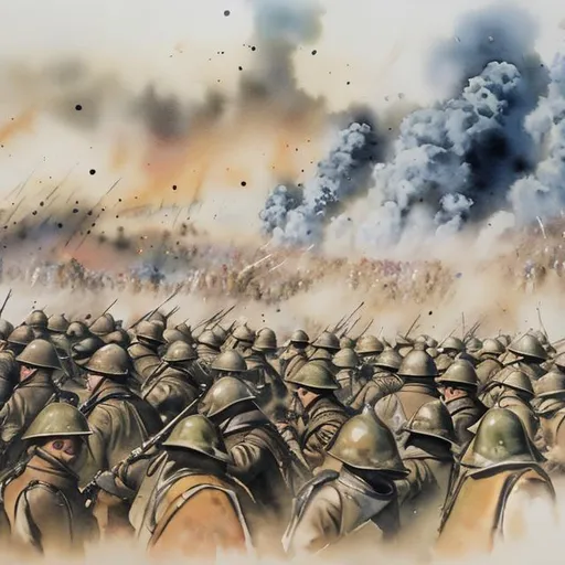 Prompt: Battle of Verdun in Watercolor