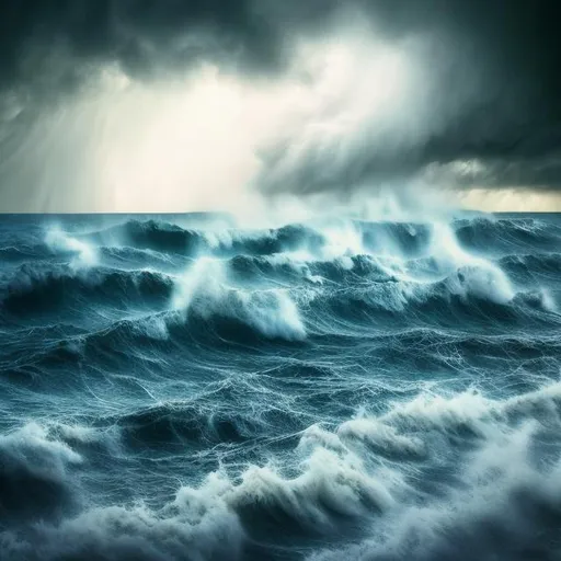 Prompt: Realistic stormy waves becoming calm
