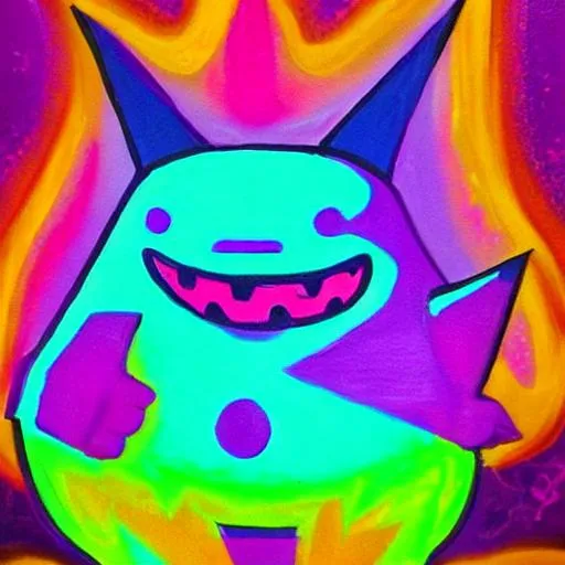 Prompt: Gengar, bright, neon, psychedelic painting
