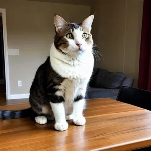 Prompt: A cat sitting on a table!