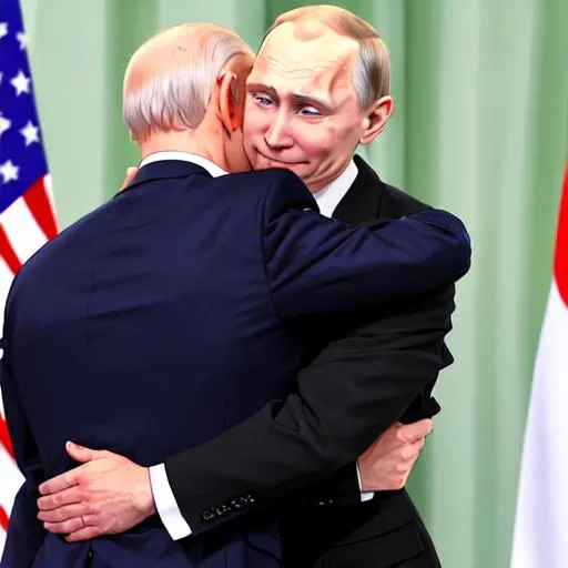 Prompt: Joe Biden hugging Vladimir Putin