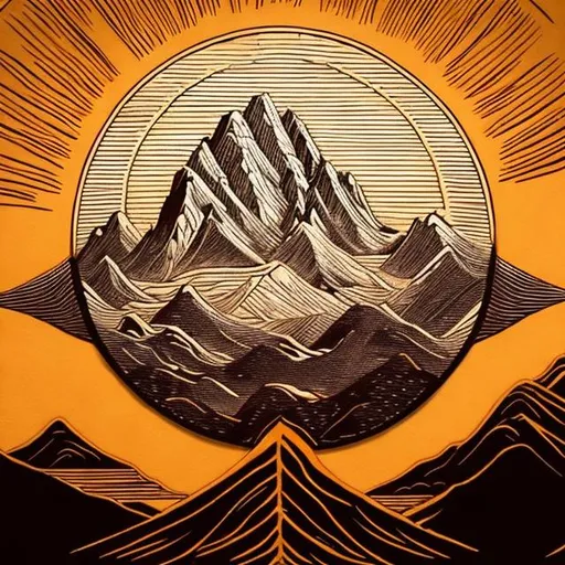 Prompt: Certainly! Here's a textual description of the emblem for the story:

The emblem is a circular design, intricately crafted to reflect both strength and regality. At its center, a resplendent mountain peak rises majestically, representing the empire's foundation within the colossal mountain. The peak is crowned by a radiant sunburst, signifying the empire's enduring spirit and unwavering resilience.

Emerging from the mountain's base are two intertwined elements: a sword and a scepter, symbolizing the heroine's dual role as a fierce warrior and a regal leader. The sword, with a blade as sharp as her determination, embodies her strength and prowess in battle. The scepter, adorned with a regal gemstone, represents her authority and influence as a ruler.

Radiating outward from the central design, intricate patterns reminiscent of the heroine's jumpsuit embroidery encircle the emblem, creating an aura of power and allure. Gleaming gold lines trace the patterns, catching the light just as the heroine's golden motifs catch the eye.

Overall, the emblem captures the essence of the almighty Dwarven empire's hidden strength, the heroine's graceful authority, and the harmonious blend of power and beauty that defines the heart of the story.